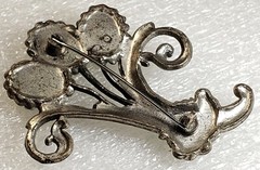 Vintage Classic Art Deco/ Nouveau Turquoise Blue Cabochon Floral Flower Brooch