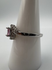925 Sterling Silver Pink Gemstone Oval With White Accents Size 9
