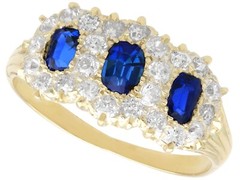 Antique 0.80Ct Sapphire and 1.25Ct Diamond, 18k Yellow Gold Ring Circa 1895