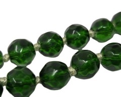 Faceted Green Glass Vintage Necklace 60 Inches Long Knotted No Clasp Czech?