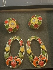 Vintage José Maria Barrera for Avon Convertible Floral Enamel Clip Earrings