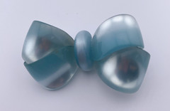 Moonglow Pastel Blue And White Lucite Bow Ribbon Twist Brooches Set Of 2