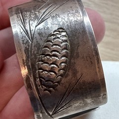 Stuart Nye Vintage Pinecone Wide Cuff Bracelet 6″ Sterling Silver 38.4 grams