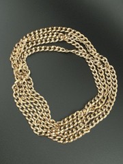 Vintage 12k Gold Filled Star Art 54″ Guard Muff Chain Statement Necklace 55 gram
