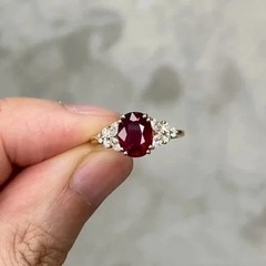 Lab-Created Garnet 2Ct Oval Cut Engagement Women’s Ring 14K Yellow Gold Plated