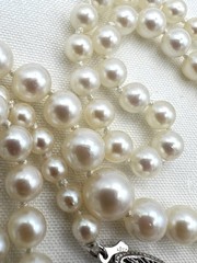 Vtg 18-1/4” Japanese Graduated Cultured Akoya Pearl Necklace 7.1-3.4mm 14k Clasp