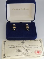 CAMROSE & KROSS JBK BLUE SWIRL ENAMELED CRYSTALS HOOP CLIP-ON EARRINGS☆COA☆NWT☆