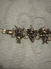 Vintage Silver Tone Florenza 7” Bracelet, Devil Viking Character
