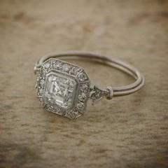 Art Deco Style Lab Created Diamond Edwardian Engagement 14K White Gold FN Ring