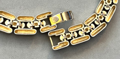 Vintage LES BERNARD Goldplated Chunky Panther Chain Link Choker 16.5″ Necklace