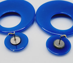 Vintage Blue Hoops Wide Bottom Retro Design Hoop Acrylic Pierced Style Earrings