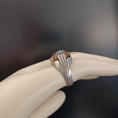 Sterling Silver Ring Men’s Vintage Natural Brown Stone Signet Pinky Retro Bold