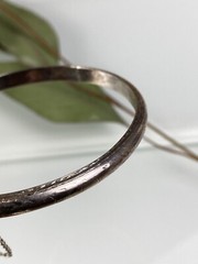 Vtg Sterling 925 Solid Silver Hinged Bangle 6.75″ Bracelet 5.2mm Signed TOB 6.8g