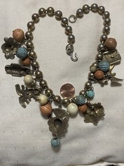 Vintage D&E Juliana Mayan Aztec Charm Necklace Book Piece