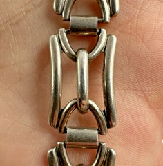 Vtg Harry S Bick Bracelet Chain MCM Sterling Silver Geometric Rectangular Link