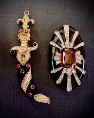 Vintage Ciner Mogul Sword Dagger Sheath 3 Pin Set, Unworn, Signed, Enamel, A+