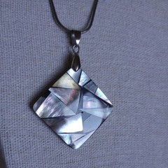 MOP high quality natural rainbow ABALONE MOSAIC SQUARE PENDANT modern triangles