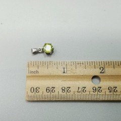 Vintage Sterling Silver Lime Green Peridot Pendant Small Round Prong Set