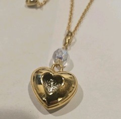 KIRK’S FOLLY Goldtone Necklace Hidden Angel Cherub Heart Pendant Charm 36″