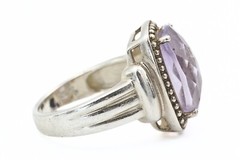 Stunning Hallmarked Sterling Silver Faceted Amethyst Rectangular Ring Sz 9.5