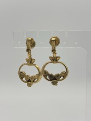 Victorian Revival Gold Tone Dangle Earrings with faux Pearl/Turquoise/Amethyst