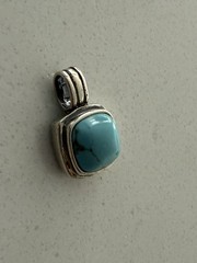 A Simple Square Turquoise Pendant Sterling silver New 0.5” X0.5” Mexico