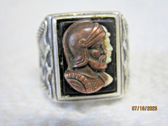 Vintage Sterling Silver Double Roman Centurion Soldier Cameo Ring S=13 13.4 Gr