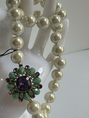 VTG CAROL LEE FAUX PEARL AMETHYST TURQUOISE BEADS 16” NECKLACE WITH TAG READ!