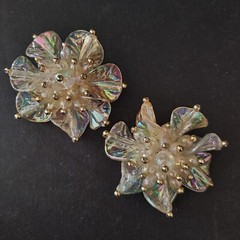 Lot Necklace Brooch Earring Pink Pearl Rhinestone Glass AB Beads Vintage Jewelry