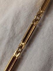 Signed Monet Bar Panel Link Chain Necklace Gold Plated Retro 70s Ex Long 36 In
