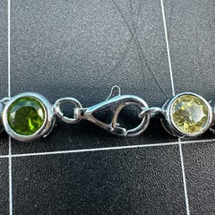 Vintage Suzanne Somers MultiColor Bezel 925 Silver Bracelet 7.5in/Necklace 18in