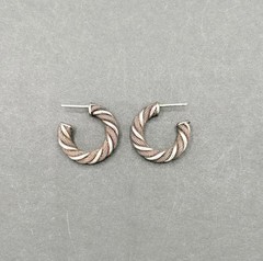 Vintage Sterlling Silver 925 Twisted Cable Mesh Chunky Wide Earrings 24.5mm 5mm