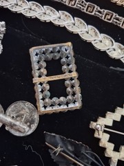 ANTIQUE VINTAGE Deco Sterling Mix Rhinestone JEWELRY LOT All Wearable 400grams