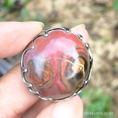 vintage ring agate fire blood stone rare antique gemstone indonesia dukun big