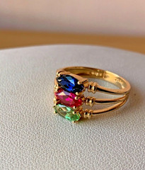 14K GOLD EMERALD GREEN,RUBY RED,SAPPHIRE BLUE CZ CUBIC ZIRCONIA WIDE BAND RING