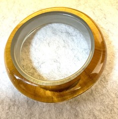 Vintage Chunky Asymmetrical Lucite Bangle Translucent Honey Butterscotch SZ 7.5