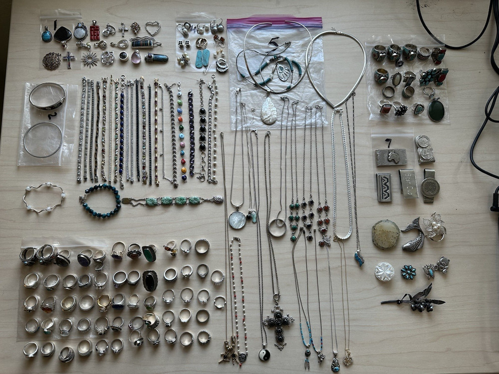 Sterling silver 925 Heavy Large Vintage 160pc Jewelry Lot 1559.6grams Not Scrap