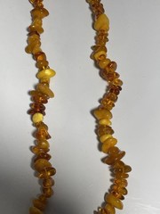 110g VINTAGE CHUNKY EGG YOLK BALTIC HONEY AMBER RAW NUGGET NECKLACE LONG 34”