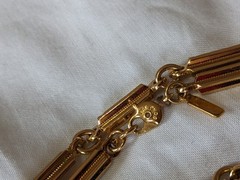 Signed Monet Bar Panel Link Chain Necklace Gold Plated Retro 70s Ex Long 36 In