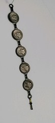 Vintage Mercury Dime 5 Coin Bracelet 90% Silver Encased In Brass 1926 to 1943