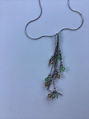 vintage silver 925 waterfall Artist Signed necklace Crystal