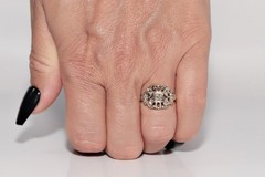 Antique Circa 1920s 18k Gold Art Deco Natural Diamond Decorated Ring