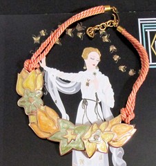VTG Runway MONET 17″ Book Pc ENAMEL Pearlescent Pastel FLORAL NECKLACE Garland