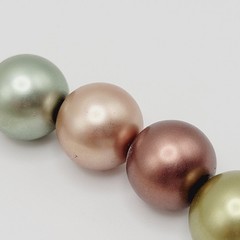 Lustrous Pastel Metallic Coated Glass Faux Pearls Earthy Jewel Tones 19 Inch