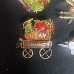vintage brooch lot 4 pins fall autumn harvest Signed JJ KC