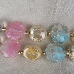 Vintage Double Strand Lucite Necklace Pastel Cotton Candy Pink Blue Hong Kong