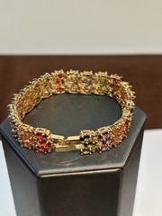 Vintage Ross-Simons Gold Tone Multi Gemstone Bracelet