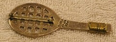 Vintage Tennis Racket Sterling Silver Brooch/Pin Racquet from 1970s, or 1950s