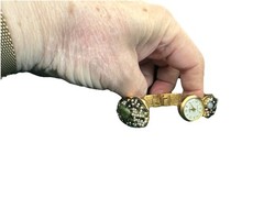 Vintage Lucerne Hinged Bracelet Watch with Ornate Stones And Beads Tested