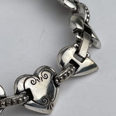 Brighton Cafe au Lait Bracelet Etched Scroll Heart Links Retired Vintage 7.25″